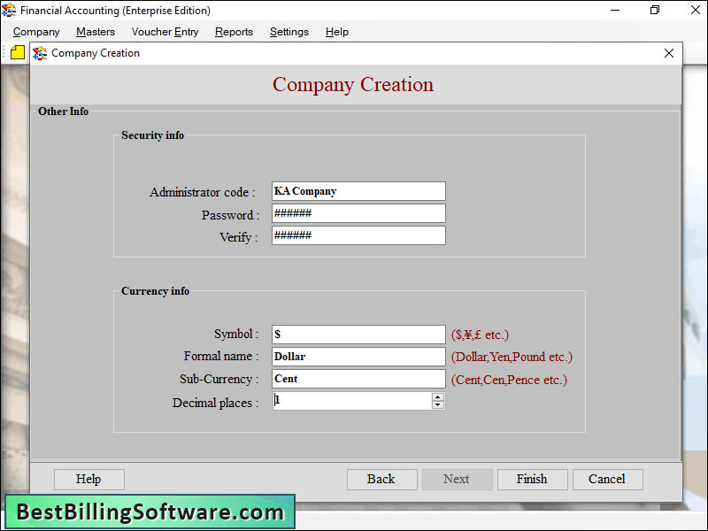 Screenshot of Billing Software