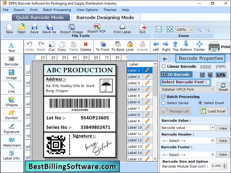 Screenshot of Supply Distribution Barcodes Generator