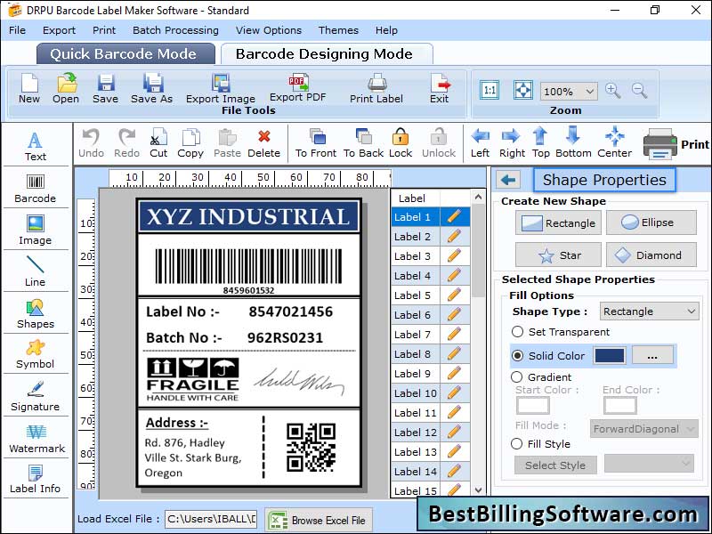 Screenshot of Barcode Designer Software