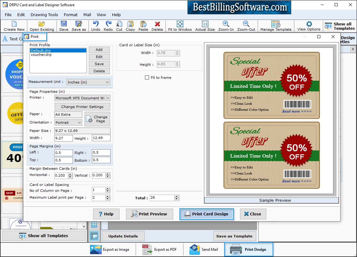 Print Preview Card and Label Designing Software
