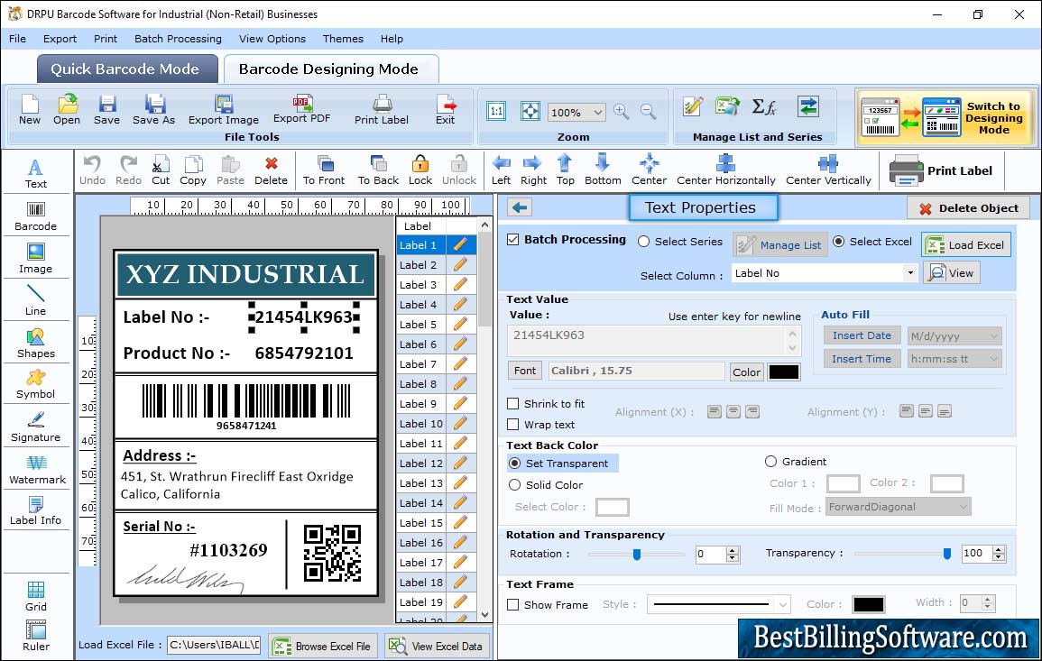 Barcode Maker for Industrial, Manufacturing and Warehousing Industry