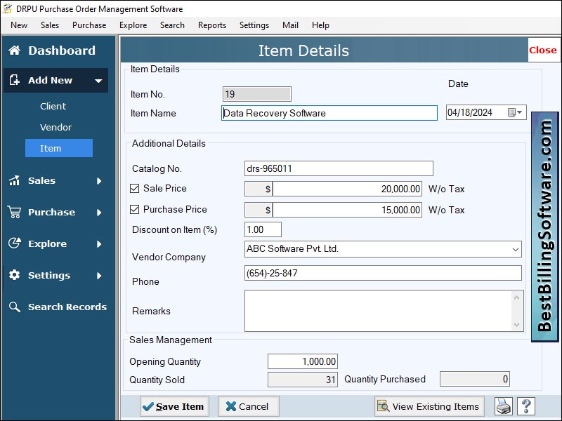 Purchase Order Tracking Software, business finance maintaining program, purchase information managing utility, transaction accounts recording tool, sales tracking software, purchase order monitoring application, stock tracking utility